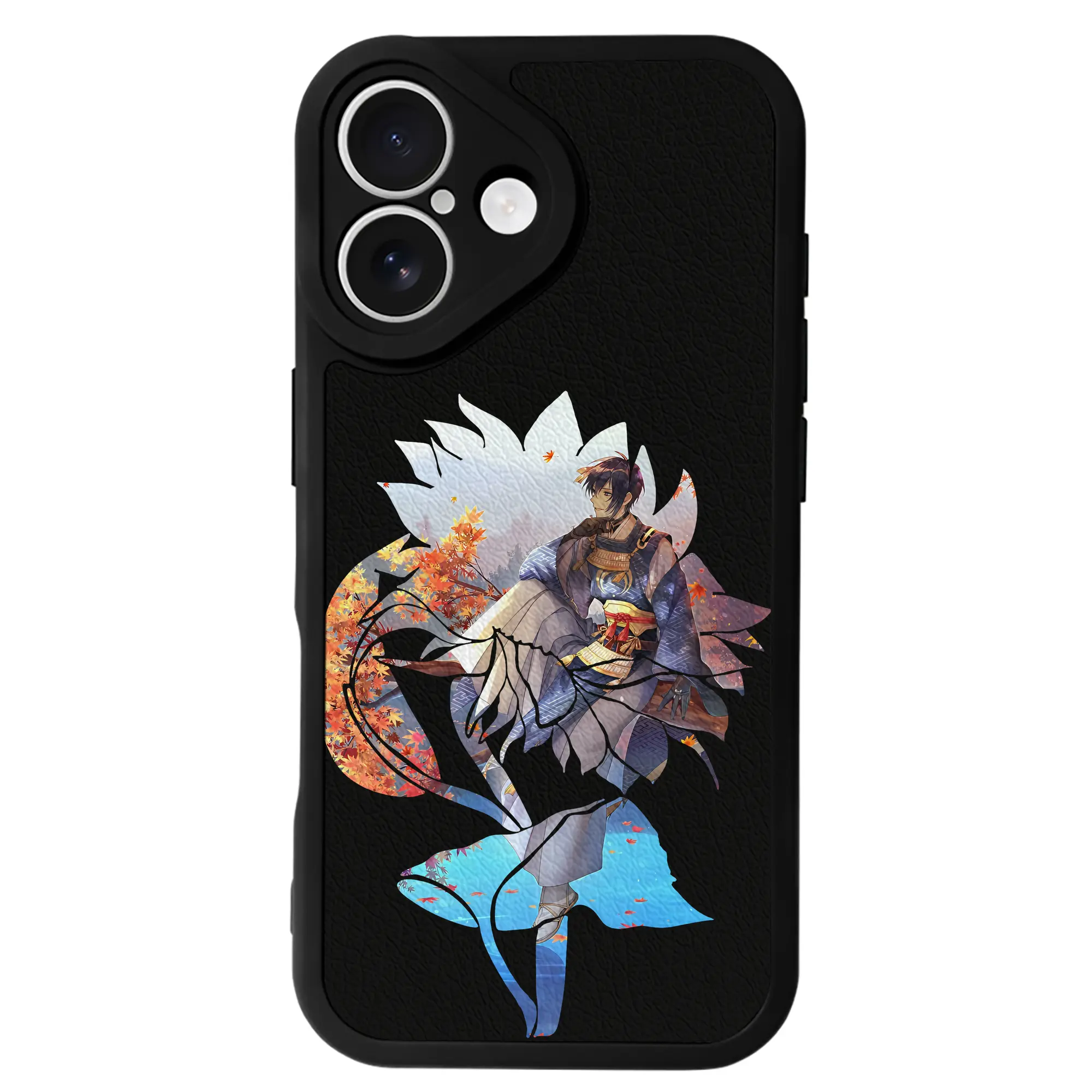 刀剣乱舞 グッズ,三日月宗近 - IPhone 16シリーズ対応 ・ シリコンスマホケース ・ レザー調 ・ 高精度フィット ・ 耐衝撃 ・ ワイヤレス充電対応 ・ 精密カット